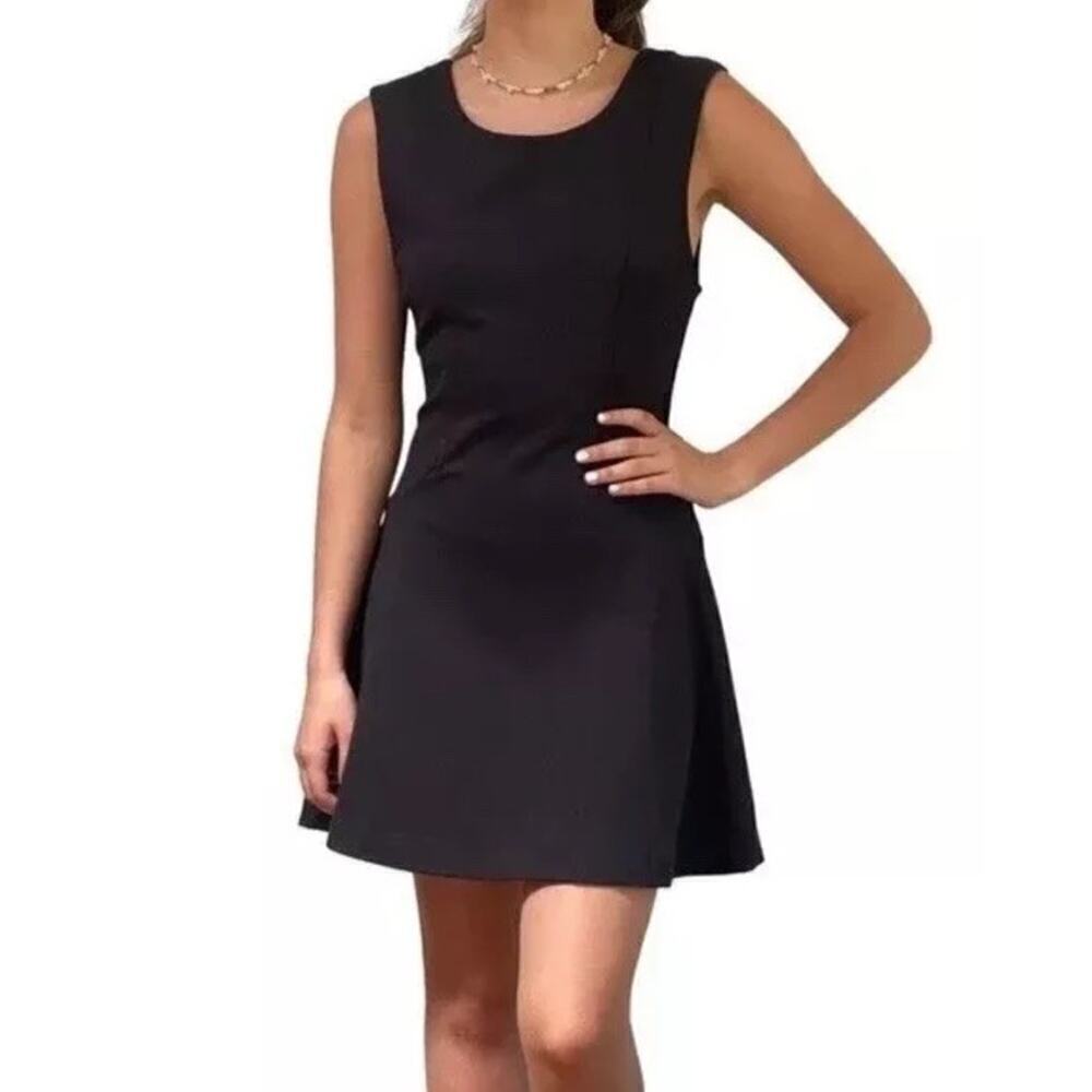 Free People Sleeveless Black Mini Skater Dress Fit & Flare Size Small Stretch Wm - Picture 3 of 7
